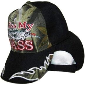 Trade Winds Redneck Hillbilly Kiss My Bass Black/Camo Camouflage Fishing Cap #1 CAP920 Hat