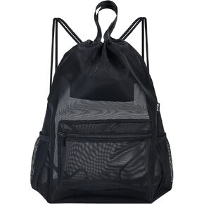 Moyad Backpack for Women Men, Semi-transparent Travel Casual Daypack Backpacks for Hiking Beach Swimming Sport Events, Black Mesh