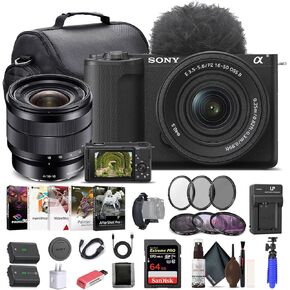 Sony Alpha ZV-E10 II Mirrorless Camera with 16-50mm Lens (Black) (ZVE10M2KB) - Sony E 10-18mm Lens, 64GB Memory Card, Filter Kit, Photo Software, Bag, NP-FZ100 Battery, External Charger, More