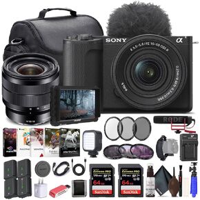 Sony Alpha ZV-E10 II Mirrorless Camera with 16-50mm Lens (Black) (ZVE10M2KB) - Sony E 10-18mm Lens, 4K Monitor, Pro Mic, 2 x 64GB Memory Card, Filter Kit, Photo Software, Bag, More
