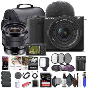 Sony Alpha ZV-E10 II Mirrorless Camera with 16-50mm Lens (Black) (ZVE10M2KB) - Sony E 10-18mm Lens, 64GB Memory Card, Filter Kit, Photo Software, Bag, 2 x NP-FZ100 Battery, More