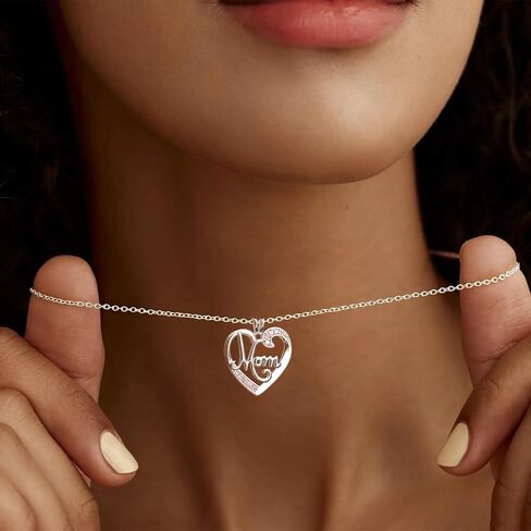 Mama Necklaces for Women, 18K Gold Plated Dainty Mom Necklace Layered Cubic Zirconia Choker Necklaces Cute Pendant Necklace Non Tarnish Christmas Gifts for Mom New Mom Gifts for Women Dainty Jewelry in Kuwait