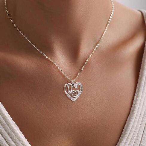 Mama Necklaces for Women, 18K Gold Plated Dainty Mom Necklace Layered Cubic Zirconia Choker Necklaces Cute Pendant Necklace Non Tarnish Christmas Gifts for Mom New Mom Gifts for Women Dainty Jewelry in Kuwait