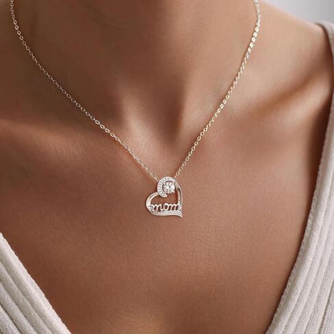 Mama Necklaces for Women, 18K Gold Plated Dainty Mom Necklace Layered Cubic Zirconia Choker Necklaces Cute Pendant Necklace Non Tarnish Christmas Gifts for Mom New Mom Gifts for Women Dainty Jewelry in Kuwait