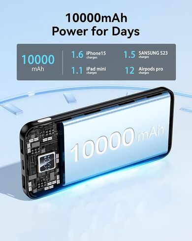 2-pack 22.5w بنك الطاقة الشحن السريع ، 10000 مللي أمبير في الساعة USB C في و OUT شاحن محمول ، PD3.0 QC3.0 BANTARY BANK in Saudi Arabia