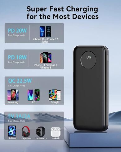 2-pack 22.5w بنك الطاقة الشحن السريع ، 10000 مللي أمبير في الساعة USB C في و OUT شاحن محمول ، PD3.0 QC3.0 BANTARY BANK in Saudi Arabia