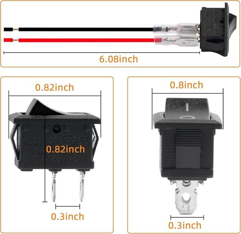 10pack Kcd1 Mini Rocker Switch,2pin On Off Switch White Pre-Wired Latching Rectangle Toggle SPST Snap for Boat in Saudi Arabia