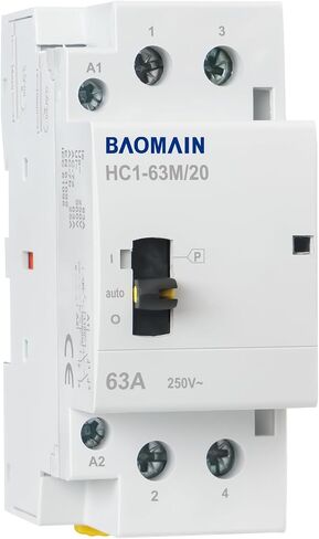 Baomain Manual Household AC Contactor 40A 2 Pole 50/60Hz Modular Contactor Circuit Control 35mm DIN Rail HC1-40M/20 (2NO, AC 110V) in Saudi Arabia