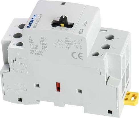 Baomain Manual Household AC Contactor 40A 2 Pole 50/60Hz Modular Contactor Circuit Control 35mm DIN Rail HC1-40M/20 (2NO, AC 110V) in Saudi Arabia