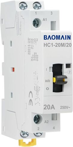 Baomain Manual Household AC Contactor 40A 2 Pole 50/60Hz Modular Contactor Circuit Control 35mm DIN Rail HC1-40M/20 (2NO, AC 110V) in Saudi Arabia