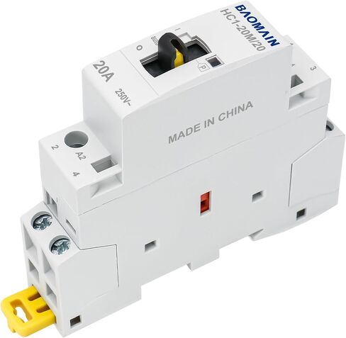 Baomain Manual Household AC Contactor 40A 2 Pole 50/60Hz Modular Contactor Circuit Control 35mm DIN Rail HC1-40M/20 (2NO, AC 110V) in Saudi Arabia