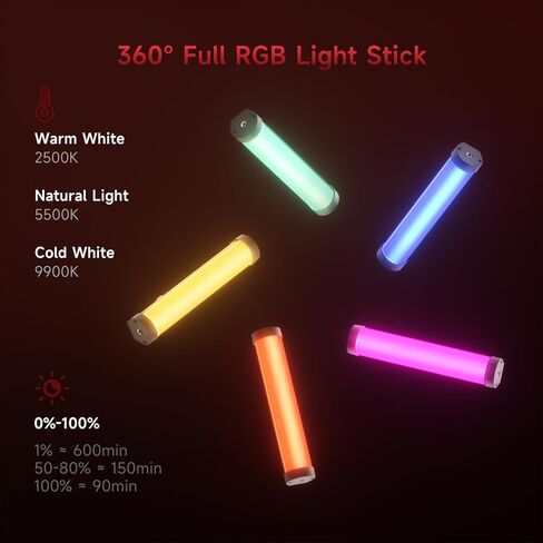 عصا إضاءة PHOTOOLEX RGB مع جهاز تحكم عن بعد مطور. 2500K-9900K|CRI95+ مصباح أنبوبي RGB كامل الألوان مع بطارية قابلة لإعادة الشحن بقدرة 5200 مللي أمبير في الساعة. إضاءة التصوير الفوتوغرافي المحمولة تدعم الجذب المغناطيسي. in Kuwait