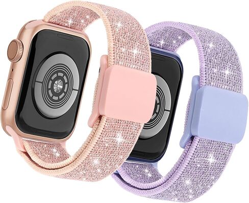 Stretchy Bands Compatible with Kids Apple Watch Band 38mm 40mm 41mm 42mm 44mm 45mm 46mm 49mm, Soft Elastic Glitter Strap for iWatch Series 10 9 8 7 6 5 4 3 SE SE2 Girls Boys in Kuwait