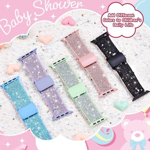 Stretchy Bands Compatible with Kids Apple Watch Band 38mm 40mm 41mm 42mm 44mm 45mm 46mm 49mm, Soft Elastic Glitter Strap for iWatch Series 10 9 8 7 6 5 4 3 SE SE2 Girls Boys in Kuwait