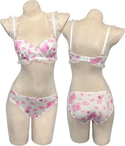 paloli Women Cute Lingerie Set Sweet Strawberry Bikini Wirless Bra and Panty - 100% Cotton in Kuwait