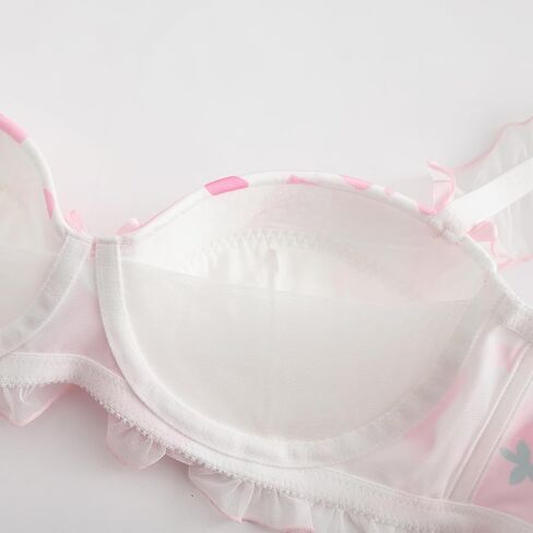 paloli Women Cute Lingerie Set Sweet Strawberry Bikini Wirless Bra and Panty - 100% Cotton in Kuwait