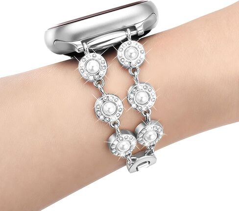 KOREDA Slim Pearl Band Compatible with Apple Watch 38mm 40mm 41mm 42mm 44mm 45mm 46mm Women, Fashion Thin Metal Dressy Jewelry Bracelet with Bling Diamond for iWatch Bands Series 10 9 8 7 6 5 4 3 2 1 SE in Kuwait