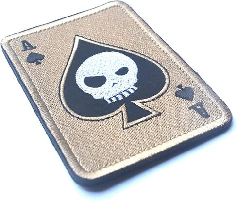 2 PCS AliPlus Poker Ace of Spades Patch Skull Patch Embroidered Tactical Morale Patch Hook Fastener Backing(02) in Saudi Arabia
