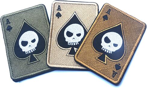 2 PCS AliPlus Poker Ace of Spades Patch Skull Patch Embroidered Tactical Morale Patch Hook Fastener Backing(02) in Saudi Arabia