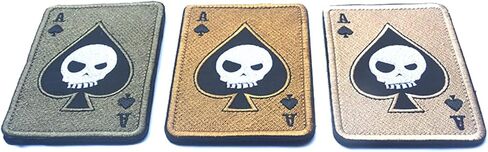 2 PCS AliPlus Poker Ace of Spades Patch Skull Patch Embroidered Tactical Morale Patch Hook Fastener Backing(02) in Saudi Arabia