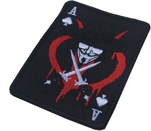 2 PCS AliPlus Poker Ace of Spades Patch Skull Patch Embroidered Tactical Morale Patch Hook Fastener Backing(02) in Saudi Arabia