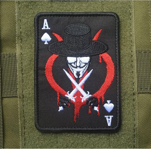 2 PCS AliPlus Poker Ace of Spades Patch Skull Patch Embroidered Tactical Morale Patch Hook Fastener Backing(02) in Saudi Arabia