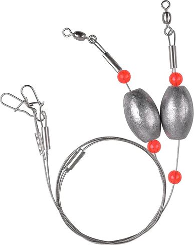 FUSIGO Egg Fishing Sinker Weight Rigs, 6pcs Flounder Rig Saltwater Bottom Rigs Stainless Steel Wire Leader with Egg Sinker Catfish Carolina Rigs Fishing Ready Rigs for Trout Drum Redfish Fishing in Saudi Arabia