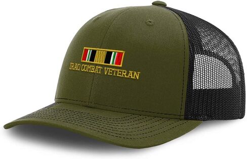 Custom Richardson Trucker Hat Iraq Combat War Veteran Flag Embroidery Polyester in Kuwait