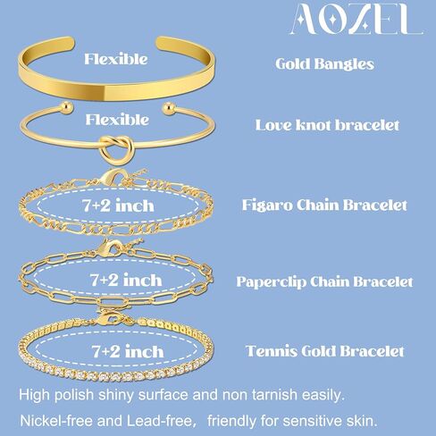 Bracelets Stack for Women 14K Gold Plated Bangle Cuff Bracelet for Women Trendy Gold Chain Bracelet Set in Saudi Arabia
