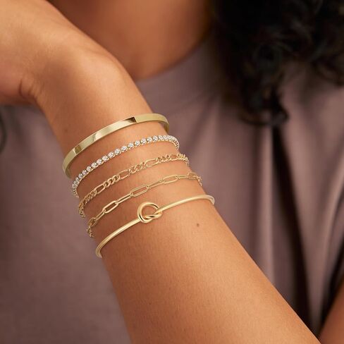 Bracelets Stack for Women 14K Gold Plated Bangle Cuff Bracelet for Women Trendy Gold Chain Bracelet Set in Saudi Arabia