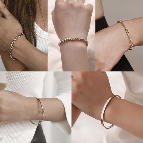 Bracelets Stack for Women 14K Gold Plated Bangle Cuff Bracelet for Women Trendy Gold Chain Bracelet Set in Saudi Arabia