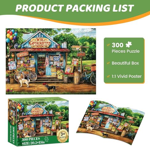 300 Pieces Puzzles for Adults | Manor Cat Jigsaw Puzzles 300 Piece for Children Adults Seniors | Sturdy,Safe Large Piece Puzzle | Engaging & Educational Toys Great Gift for Boys Girls 20.5 x 15 in in Kuwait