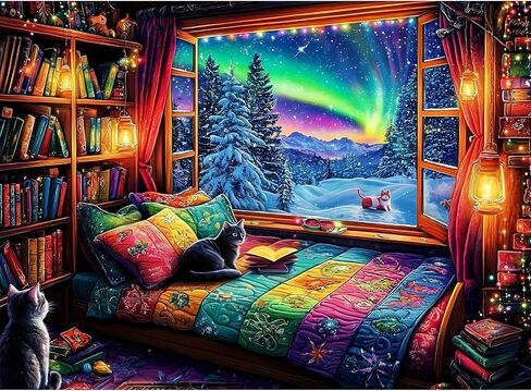 300 Pieces Puzzles for Adults | Manor Cat Jigsaw Puzzles 300 Piece for Children Adults Seniors | Sturdy,Safe Large Piece Puzzle | Engaging & Educational Toys Great Gift for Boys Girls 20.5 x 15 in in Kuwait