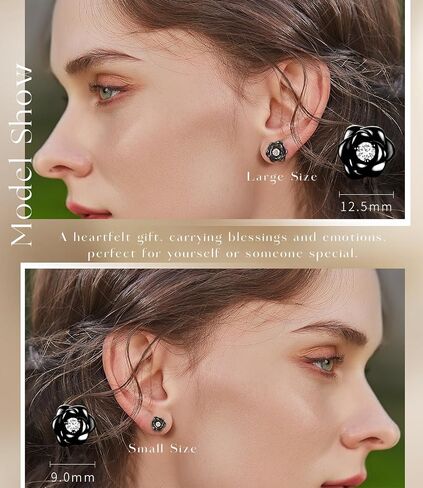 Gold Plated Sterling Silver Rose Flower Earring Studs, Hypoallergenic & Nickel Free Earrings for Women in Kuwait