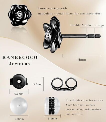 Gold Plated Sterling Silver Rose Flower Earring Studs, Hypoallergenic & Nickel Free Earrings for Women in Kuwait