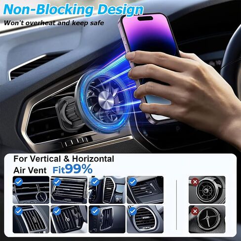 Mandark Magnetic Car Phone Holder, 360° Rotation Vehicle Air Vent Smartphone Mount, Hands Free Automotive Cellphone Cradle Accessories with Hook Clip, Universal for SUVs, Sedans, Trucks (Black/White) in Saudi Arabia