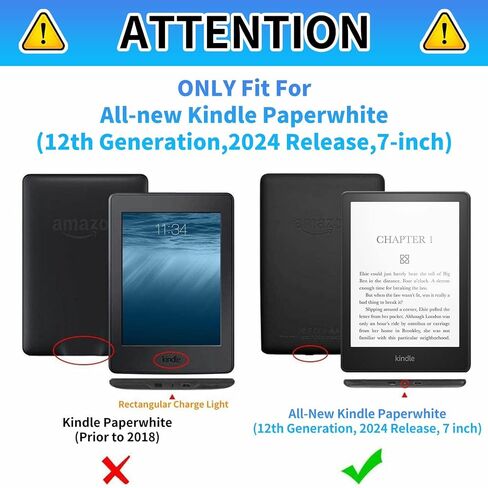 Case for All-New Kindle Paperwhite 12th Generation 7 inch 2024 & Kindle Colorsoft Signature Edition 2024 Lightweight Protective PU Leather Smart Stand Cover with Auto Wake Sleep - Moon Floral Flower in Kuwait