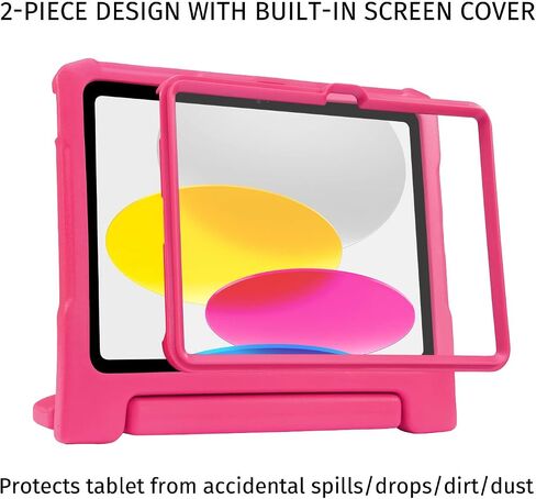 HDE Case for iPad 10th Generation 10.9 inch for Kids with Built-in Screen Protector Shockproof Cover with Multi Angle Viewing Handle Stand Hot Pink in Saudi Arabia