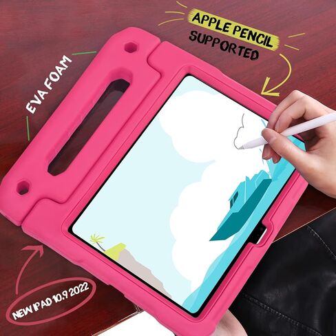 HDE Case for iPad 10th Generation 10.9 inch for Kids with Built-in Screen Protector Shockproof Cover with Multi Angle Viewing Handle Stand Hot Pink in Saudi Arabia
