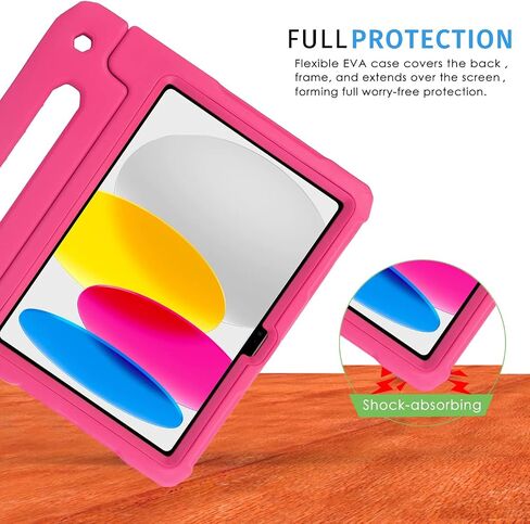 HDE Case for iPad 10th Generation 10.9 inch for Kids with Built-in Screen Protector Shockproof Cover with Multi Angle Viewing Handle Stand Hot Pink in Saudi Arabia