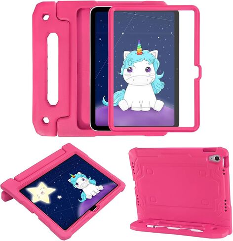 HDE Case for iPad 10th Generation 10.9 inch for Kids with Built-in Screen Protector Shockproof Cover with Multi Angle Viewing Handle Stand Hot Pink in Saudi Arabia