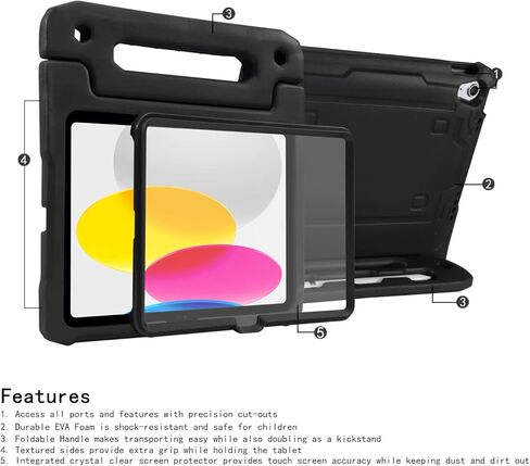 HDE Case for iPad 10th Generation 10.9 inch for Kids with Built-in Screen Protector Shockproof Cover with Multi Angle Viewing Handle Stand Hot Pink in Kuwait