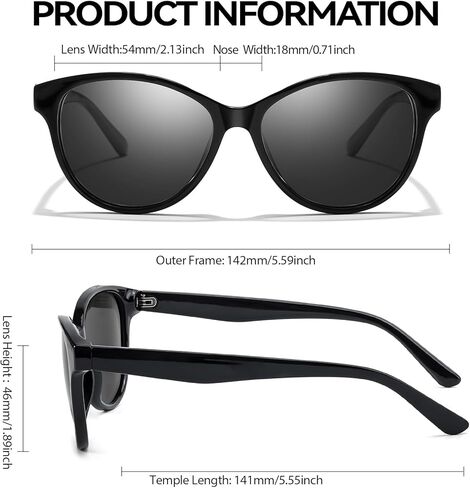 LVIOE Polarized Cat Eye Sunglasses for Women Trendy Classic Retro Shades with UV400 Protection for Driving Fishing LS8091 in Kuwait