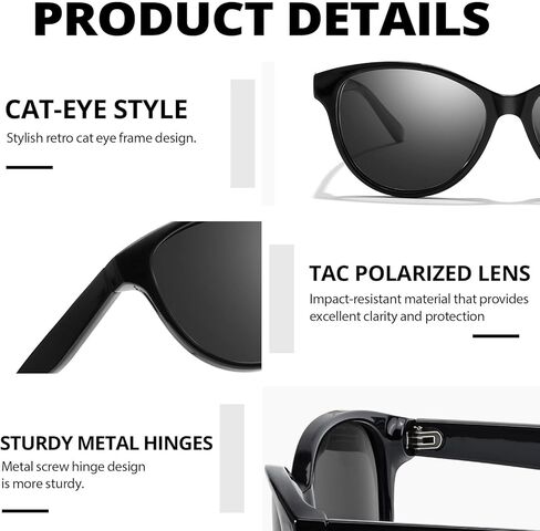 LVIOE Polarized Cat Eye Sunglasses for Women Trendy Classic Retro Shades with UV400 Protection for Driving Fishing LS8091 in Kuwait