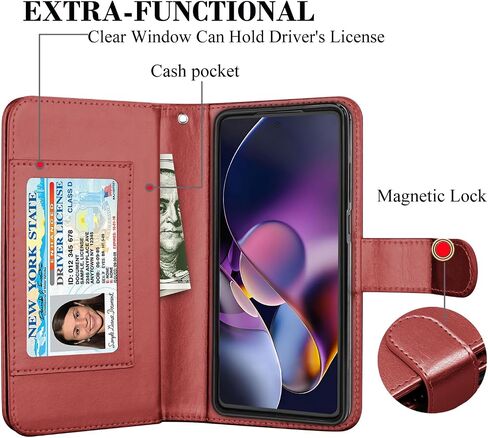 Takfox Wallet Case for Motorola Moto G Stylus 2024 5G, for Moto G Stylus 5G 2024 Case, PU Leather Credit Card Holder [9 Card Slots] Folio Flip Detachable Magnetic Cover Kickstand & Lanyard, Wine Red in Saudi Arabia