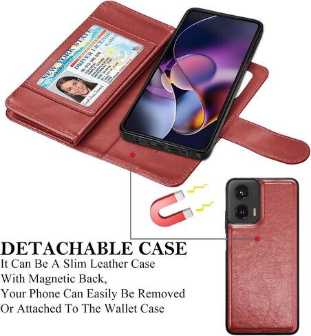 Takfox Wallet Case for Motorola Moto G Stylus 2024 5G, for Moto G Stylus 5G 2024 Case, PU Leather Credit Card Holder [9 Card Slots] Folio Flip Detachable Magnetic Cover Kickstand & Lanyard, Wine Red in Saudi Arabia