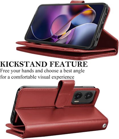 Takfox Wallet Case for Motorola Moto G Stylus 2024 5G, for Moto G Stylus 5G 2024 Case, PU Leather Credit Card Holder [9 Card Slots] Folio Flip Detachable Magnetic Cover Kickstand & Lanyard, Wine Red in Saudi Arabia