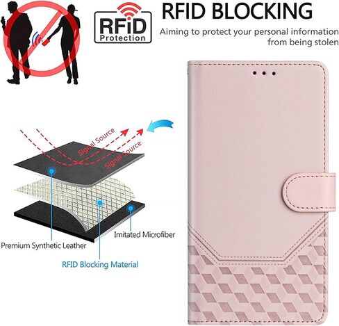 حقيبة محفظة لـ TCL 50 XE 5G مع RFID حظر بطاقة الائتمان PU PU HALEY FLIP KICKSTAND CLOSURE MAGNECTION COVER WONED MEN PHONE CASE FOR TCL 50 XE 5G. الوردي YBFC in Kuwait