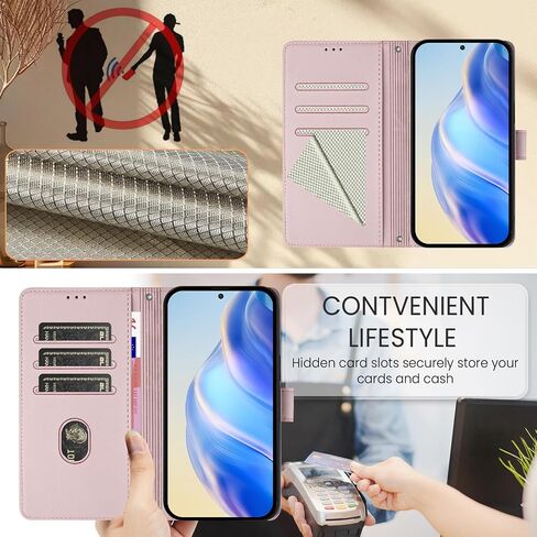 حقيبة محفظة لـ TCL 50 XE 5G مع RFID حظر بطاقة الائتمان PU PU HALEY FLIP KICKSTAND CLOSURE MAGNECTION COVER WONED MEN PHONE CASE FOR TCL 50 XE 5G. الوردي YBFC in Kuwait