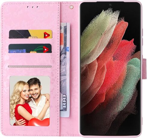 Asuwish Phone Case for Samsung Galaxy S21 Ultra 5G Wallet Mobile Cell Flip Cover with Tempered Glass Screen Protector Flower Card Holder Slot Stand S21ultra 21S S 21 21ultra G5 Women Men Dried Flower in Saudi Arabia